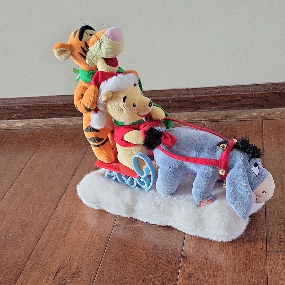 Disney Festive Pooh and Friends Sled Plush Music Decoration